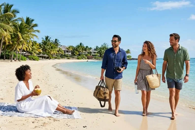 Travellers enjoying a warm February holiday at a scenic coastal destination