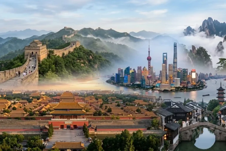 Great Wall of China and famous Chinese travel attractions