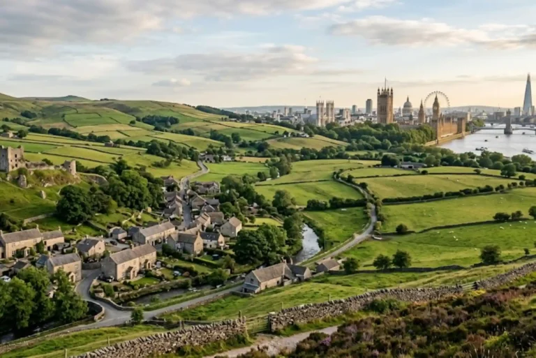 Famous landmarks and countryside scenery across Great Britain