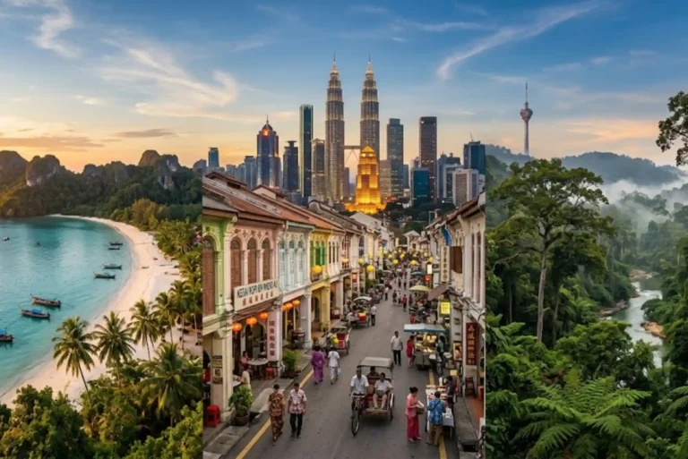 Kuala Lumpur skyline and scenic Malaysian travel attractions