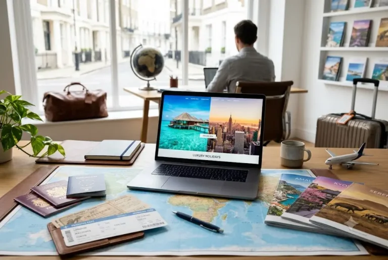 Travel packages planning with passports, tickets and holiday destinations