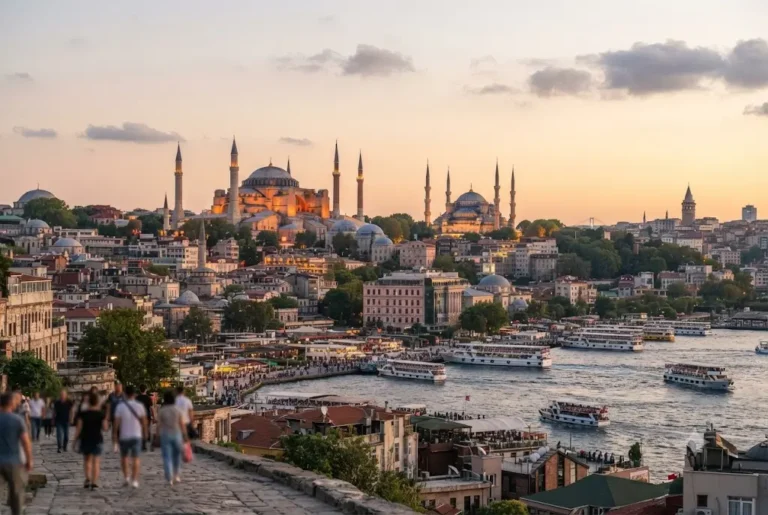 Turkey Istanbul holidays featuring the Hagia Sophia and Bosphorus skyline