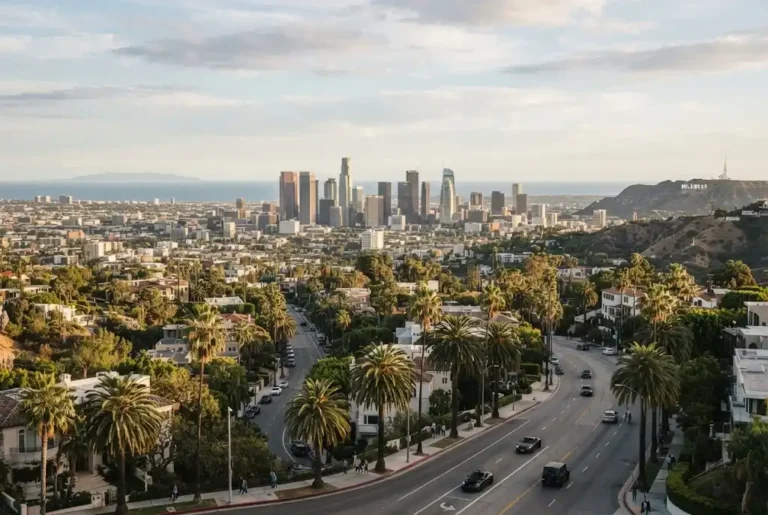 Holiday to Los Angeles: Your Guide to LA Holiday to Los Angeles with Hollywood Hills and city skyline