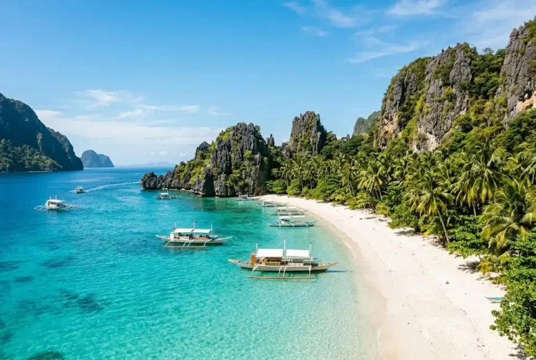 Holiday to Philippines featuring tropical islands with crystal-clear waters and white sandy beaches