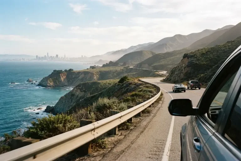 Holiday to USA with scenic American road trip landscape