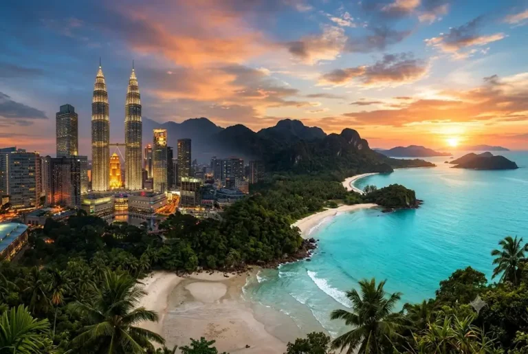 Beautiful skyline and tropical scenery representing holidays to Malaysia