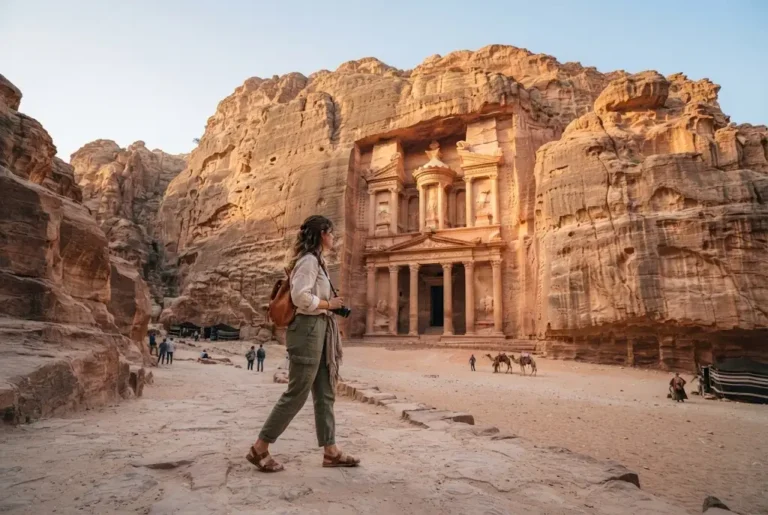Trip to Jordan featuring Petra and its ancient sandstone architecture
