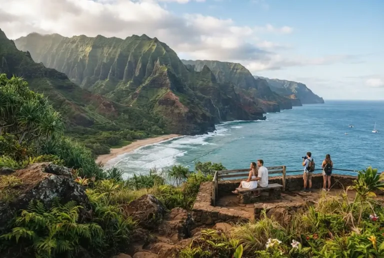 Kauai Hawaii holidays overlooking the lush Nāpali Coast and Pacific Ocean