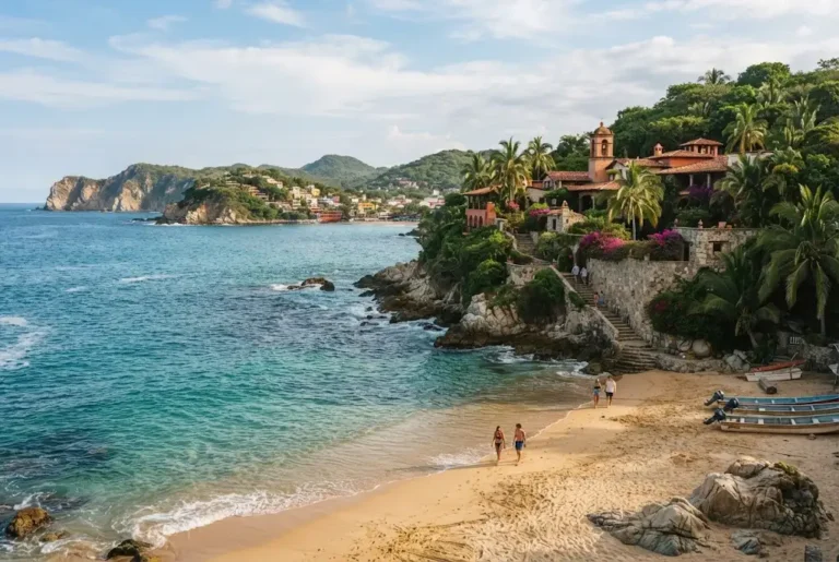 Mexico travel destinations featuring a Mexican coastline and historic travel setting